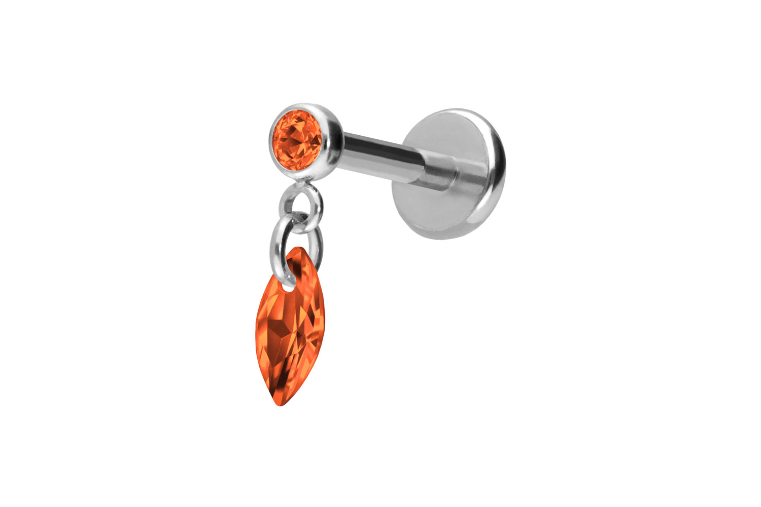 Titan Labret Piercing mit Push Fit KRISTALLOVAL
